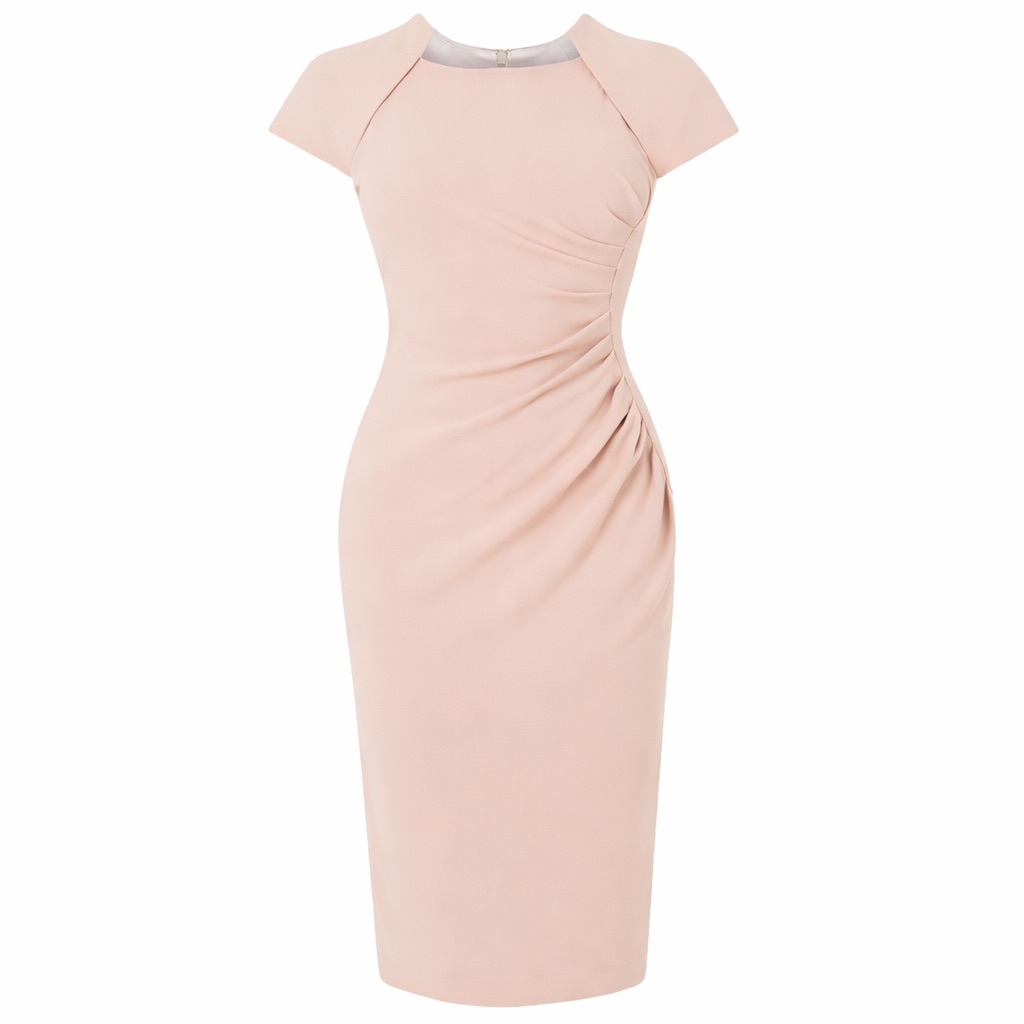 Lk Bennett Us 14 Marina Fitted Dress Port 0297 Nude Tan Blush Work Office Career